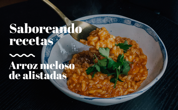 Arroz meloso de gambas rojas alistadas